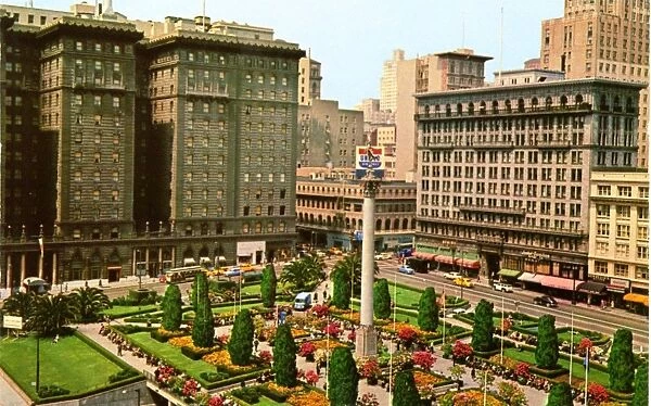 Union Square, Showing the St. Francis Hotel, San Francisco, California