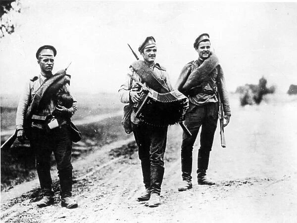 Unwilling to fight for somebody elses interests, the soldiers of the russian army left the front and went home during world war i