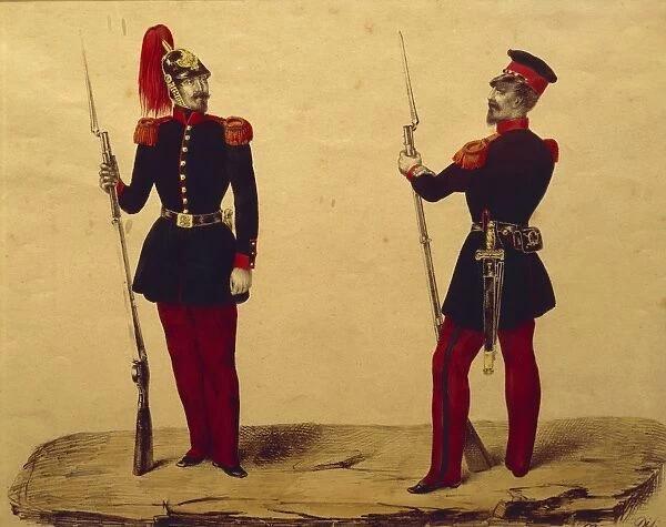 Venetian uniforms of National Guard, engraving