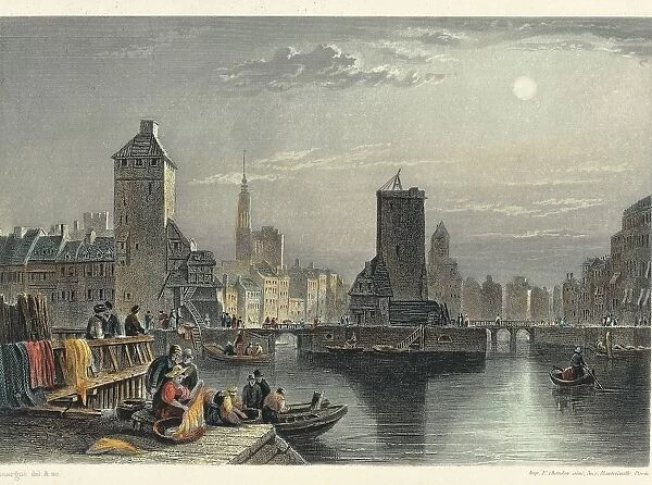 View of Strasbourg with III River, engraving