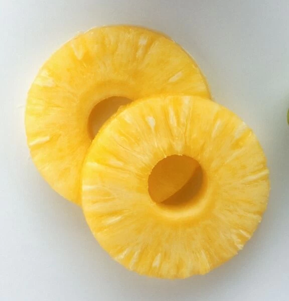 Above view of tinned pineapple rings