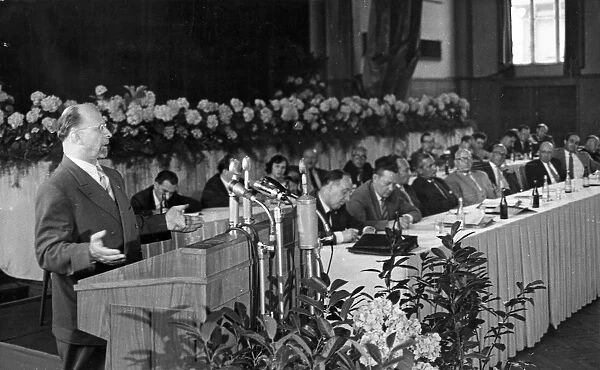 Walter ulbricht giving a speech at a meeting of the national council of the gdr in berlin, june 12, 1960