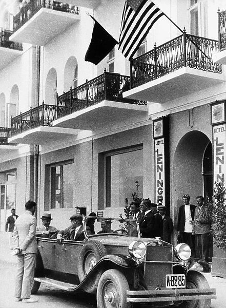William c, bullitt (in the back seat), the first united states ambassador to the soviet union, in front of the hotel leningrad in moscow, 1934