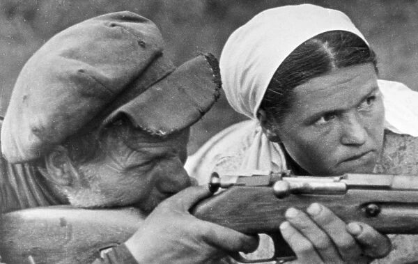 World war 2, partisans of village n at target practice, september 1941