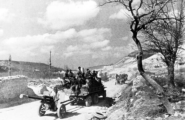 world war ll: crimea (ukraine): red army troops heading in the direction of sevastopol