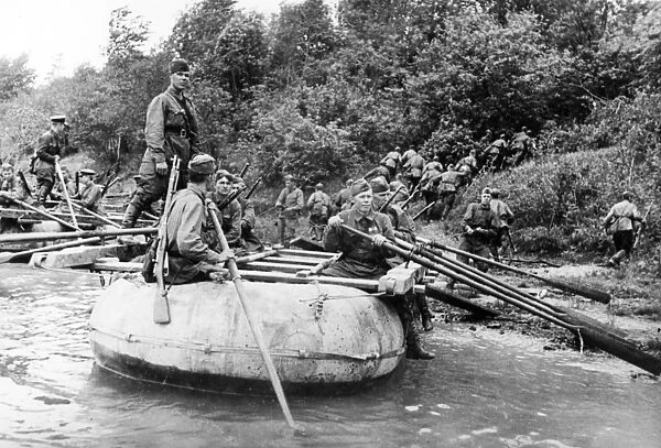 world war ll: sappers crossing a river, july 1942