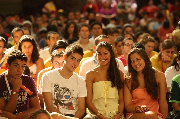 Youth listening to Catholic doctrine teaching during World Youth Day
