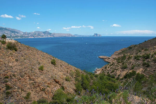 Altea Bay and Penya d'Ilfach Mountain in the distance, Albir, Alicante, Spain