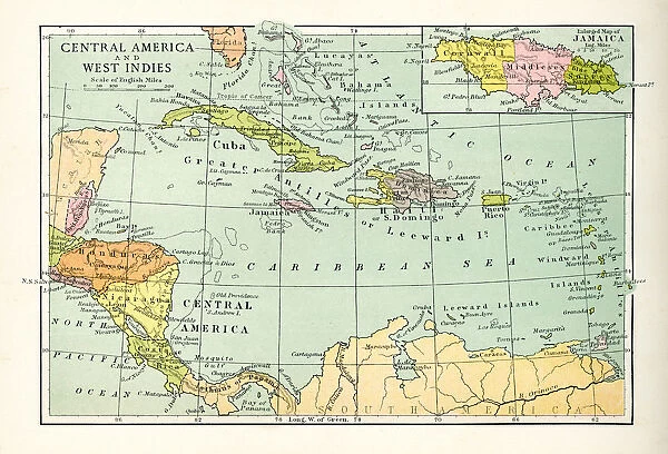 Antique Map of Central America and West Indes