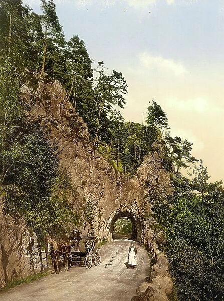 Bridge in the Albtal in the Black Forest, Baden-Wuerttemberg, Germany, Historic, digitally restored reproduction of a photochromic print from the 1890s