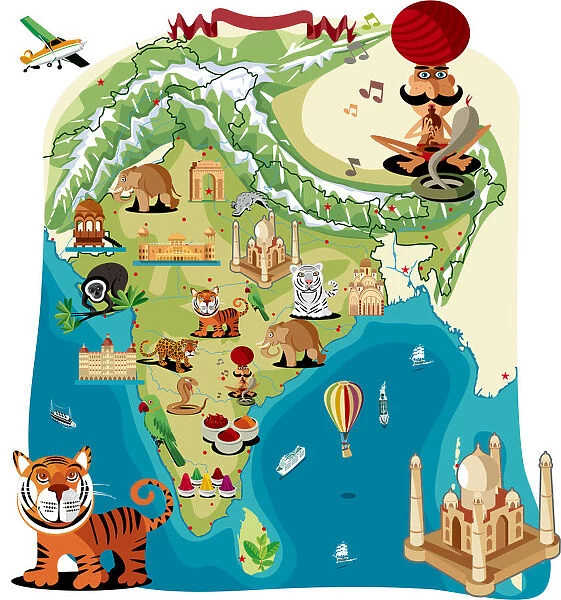 Cartoon map of India