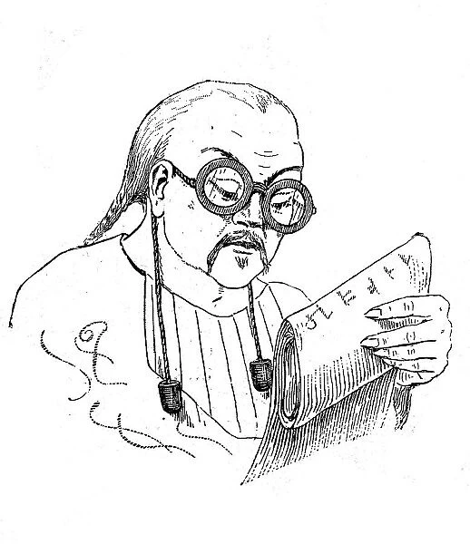 Chinese with spectacles from 1836, China, Historical, digital reproduction of an original from the 19th century