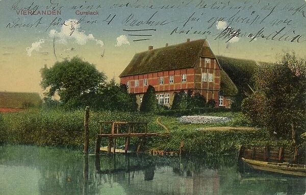 Curslack, Vierlanden, Bergedorf, Hamburg, Germany, postcard with text, view around ca 1910, historical, digital reproduction of a historical postcard, public domain, from that time, exact date unknown