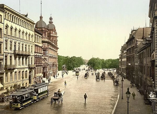 Dammtorstrasse in Hamburg, Germany, Historic, digitally restored reproduction of a photochrome print from the 1890s