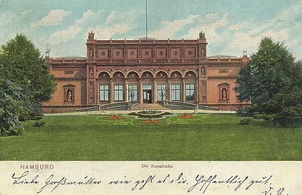 Die Kunsthalle, Hamburg, Germany, postcard with text, view around ca 1910, historical, digital reproduction of a historical postcard, public domain, from that time, exact date unknown