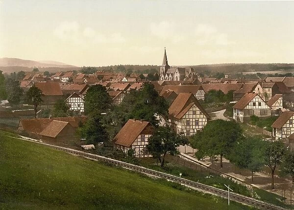 Elbingerode im Harz, Lower Saxony, Germany, Historic, digitally restored reproduction of a photochromic print from the 1890s