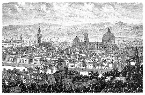 Florence. Antique illustration of a Florence