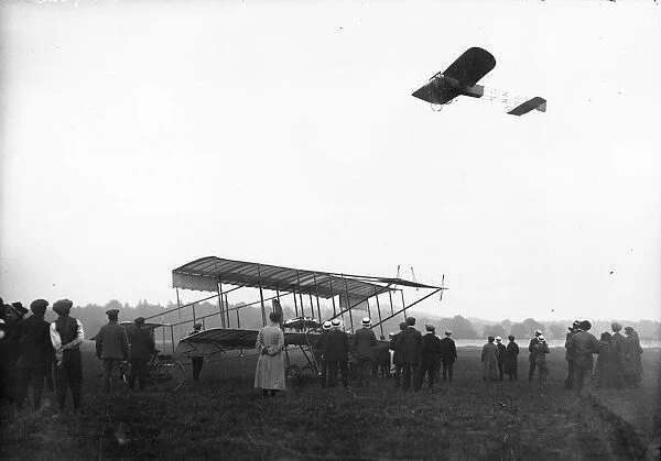 Fly Over. George Barness Bleriot-based Humber flies over Claude Grahame-Whites