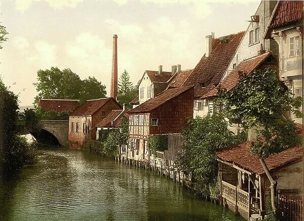 Grossvenedig in Hildesheim, Lower Saxony, Germany, Historic, digitally restored reproduction of a photochromic print from the 1890s