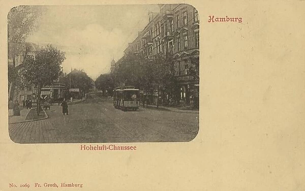 Hoheluft-Chaussee, Hamburg, Germany, postcard with text, view around ca 1910, historical, digital reproduction of a historical postcard, public domain, from that time, exact date unknown