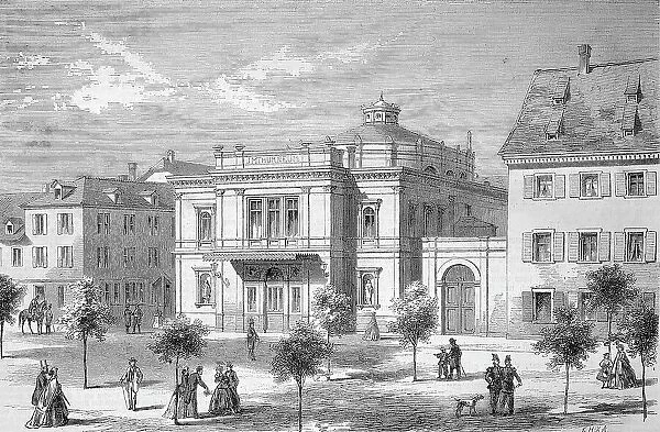The Imthurneum Theatre in the City of Schaffhausen, c. 1885, Switzerland, Historic, digitally restored reproduction of an original 19th century artwork, exact original date not known