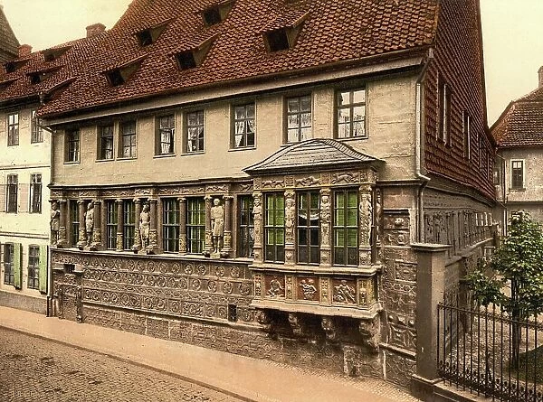 The Kaiserhaus in Hildesheim, Lower Saxony, Germany, Historic, digitally restored reproduction of a photochromic print from the 1890s