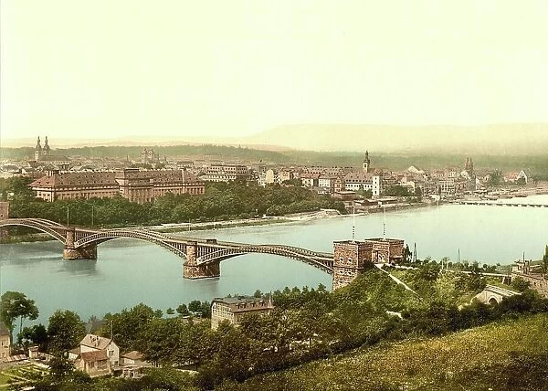 Koblenz am Rhein, Rhineland-Palatinate, Germany, Historic, digitally restored reproduction of a photochromic print from the 1890s