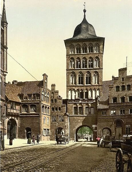 Luebeck, Schleswig-Holstein, Germany, Historic, digitally restored reproduction of a photochromic print from the 1890s