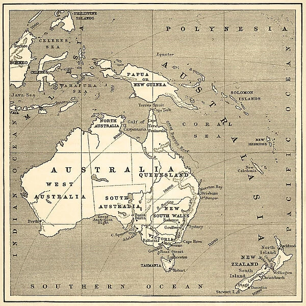 Map of Australasia (1882 engraving)