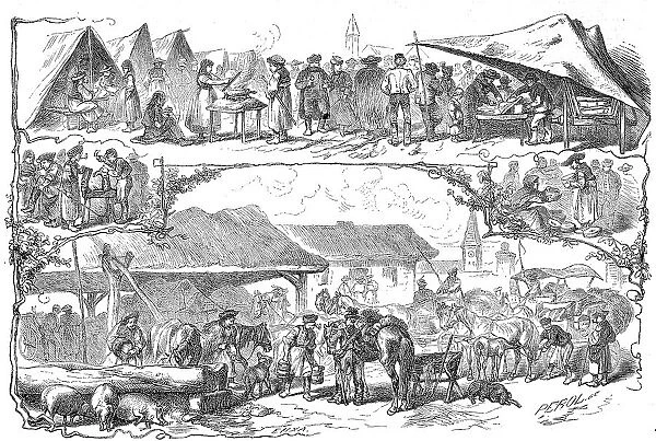 Market day in a village in the Puszta, c. 1885, Hungary, Historic, digitally restored reproduction of a 19th century original, exact original date unknown