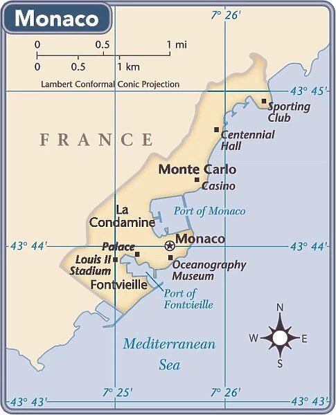 Monaco country map
