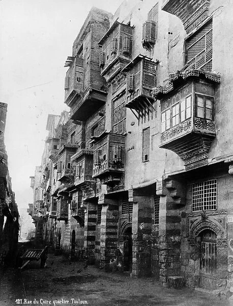 Old Cairo. circa 1880: Old buildings in the Touloun quarter of Cairo