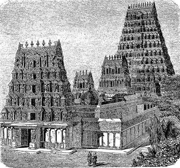 The pagoda, pilgrimage site, of Jagannath, now Puri, Oriya, Bengal, India, in 1860, Historic, digitally restored reproduction of an original 19th century artwork
