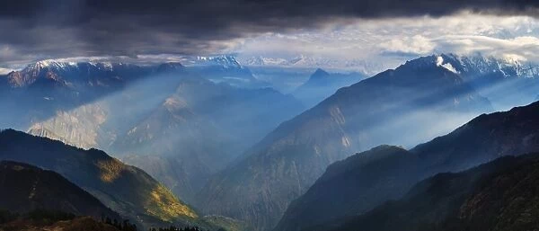 Panorama of mountain range. Himalayas, Nepal