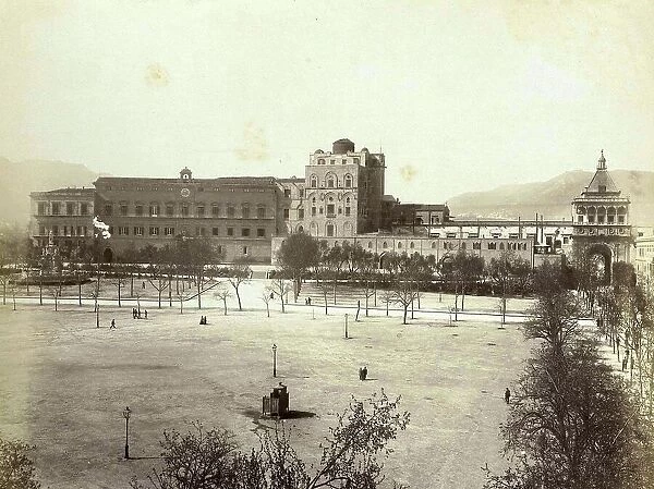 Piazza Vittoria c. 1890, Palermo, Sicily, Italy, Historic, digitally restored reproduction from a 19th century original
