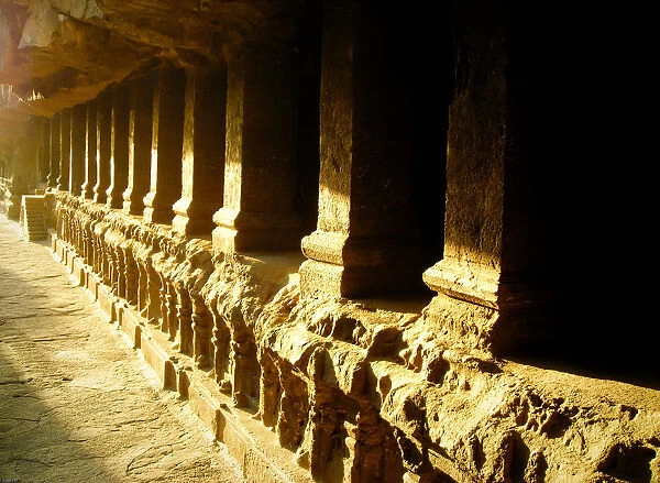 Pillars of Ellora caves at Aurangabad