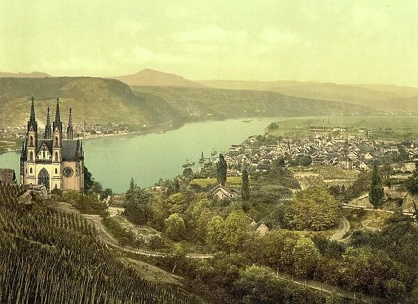 Remagen am Rhein, Rhineland-Palatinate, Germany, Historic, digitally restored reproduction of a photochromic print from the 1890s