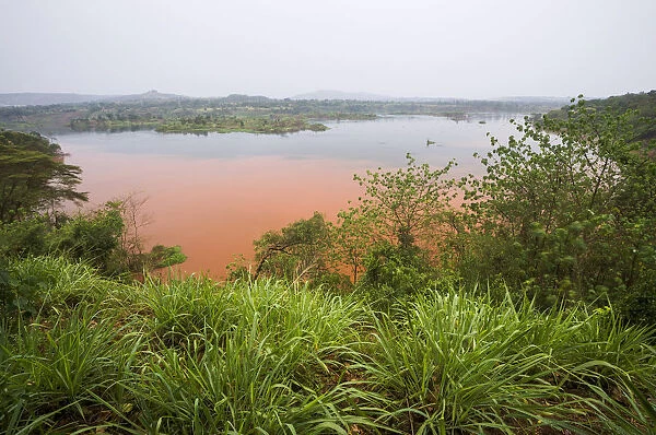 River White Nile turns red after heavy rainfalls in rainy season, Jinja, Uganda