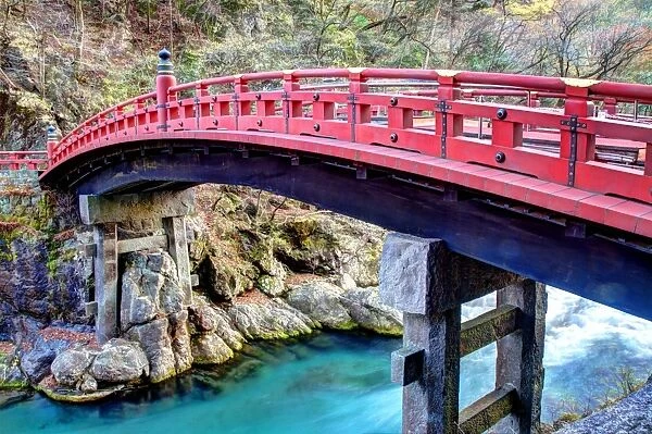 Sacred Shinkyo Red Bridge in Nikko, Japan