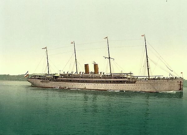 Ship Kaiser Wilhelm der Grosse, Germany, Historical, digitally restored reproduction of a photochrome print from the 1890s