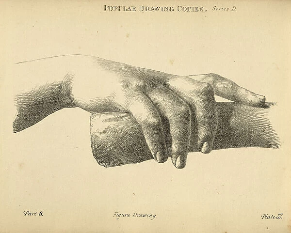 Sketching human hand holding gripping object, Victorian art figure drawing copies 19th Century