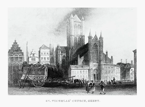 St. Nicholasa Church in Ghent, Belgium Circa 1887