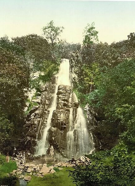 The Trusenfall near Bad Liebenstein in Thuringia, Germany, Historic, digitally restored reproduction of a photochrome print from the 1890s