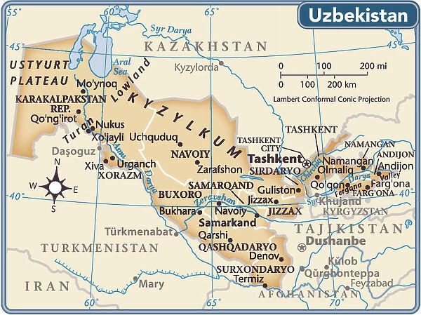 Uzbekistan country map