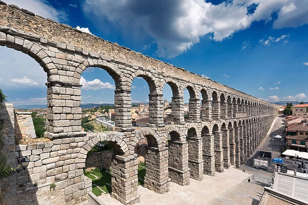 View of the Roman aqueduct of Segovia, Spain