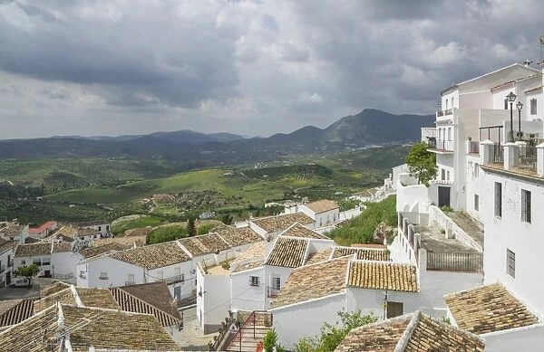 View over the roofs of the old town, Zahara de la Sierra, Andalucia, Spain