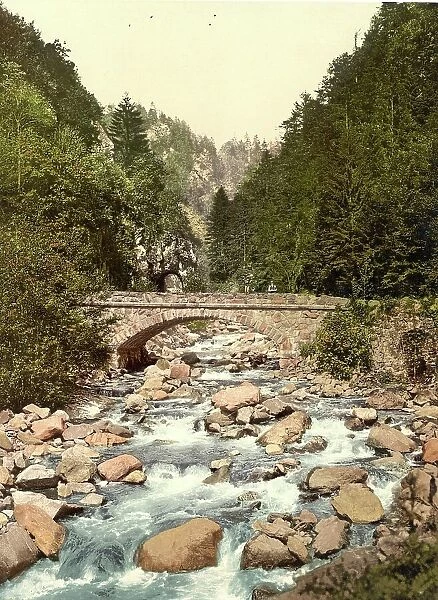 In the Wehra Valley in the Black Forest, Baden-Wuerttemberg, Germany, Historic, digitally restored reproduction of a photochromic print from the 1890s