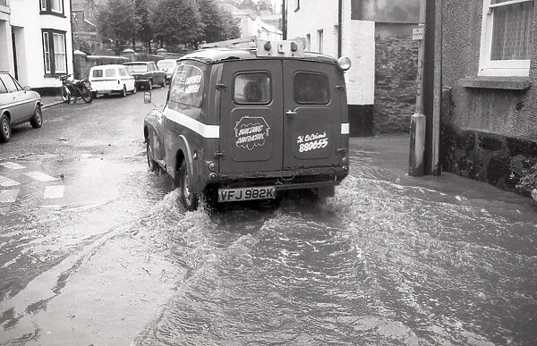 Flooding, North Street, Lostwithiel, Cornwall. October 1983
