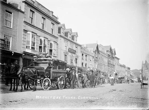 Market day in Boscawen Street, Truro, Cornwall. Around 1910