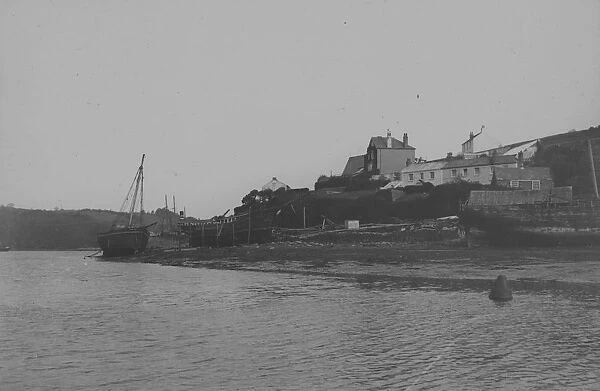 Scoble and Davies Shipwrights yard, Malpas, Cornwall. Around 1900